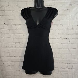 Y2k No Boundaries, black babydoll milkmaid tie back Fairy Grunge Goth Top Med